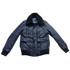 Jack & Jones Mens Cotton Blend Plaid Bomber Jacket with‎ Faux Fur Collar